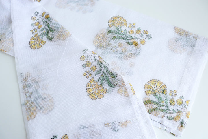 Yellow lily boota kota curtains - Sheer Kota cotton curtains