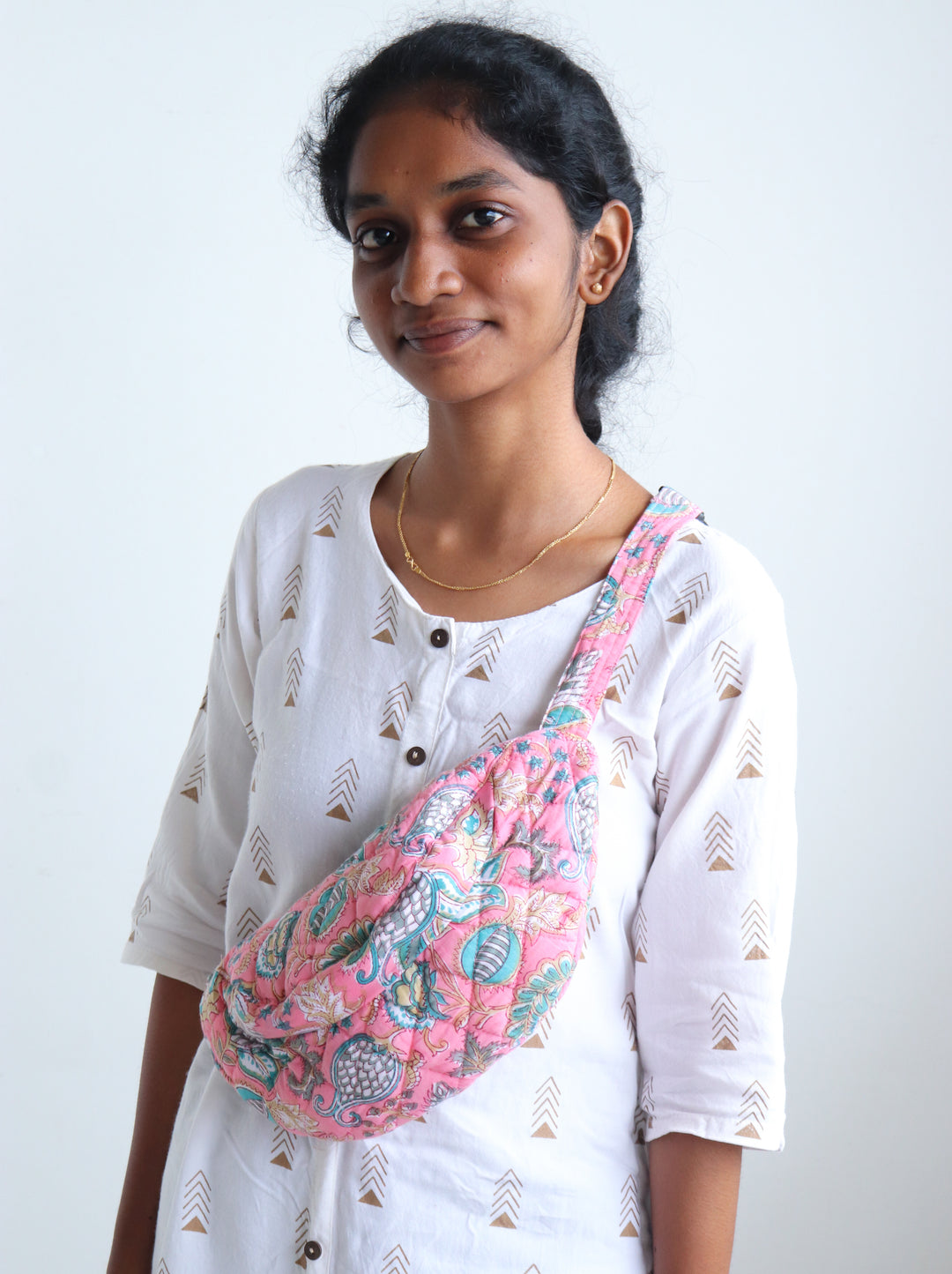 Block print belt bags - Fanny pack for women and girls - Light Pink