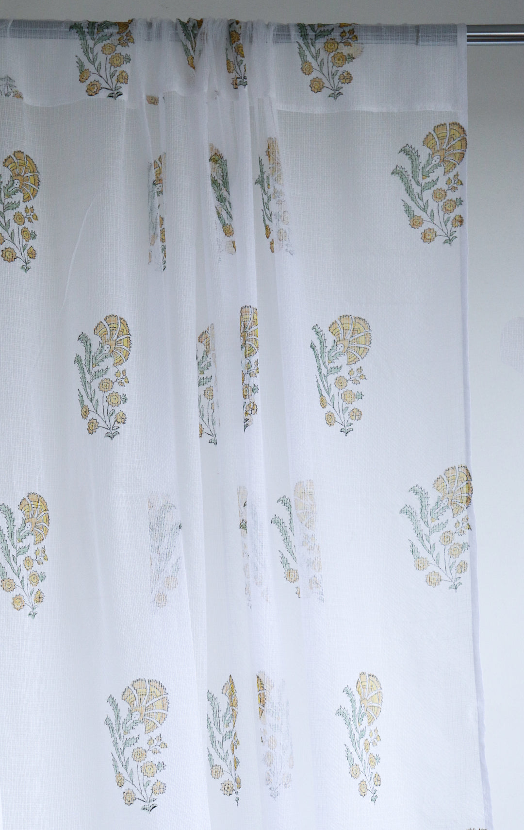 Yellow lily boota kota curtains - Sheer Kota cotton curtains