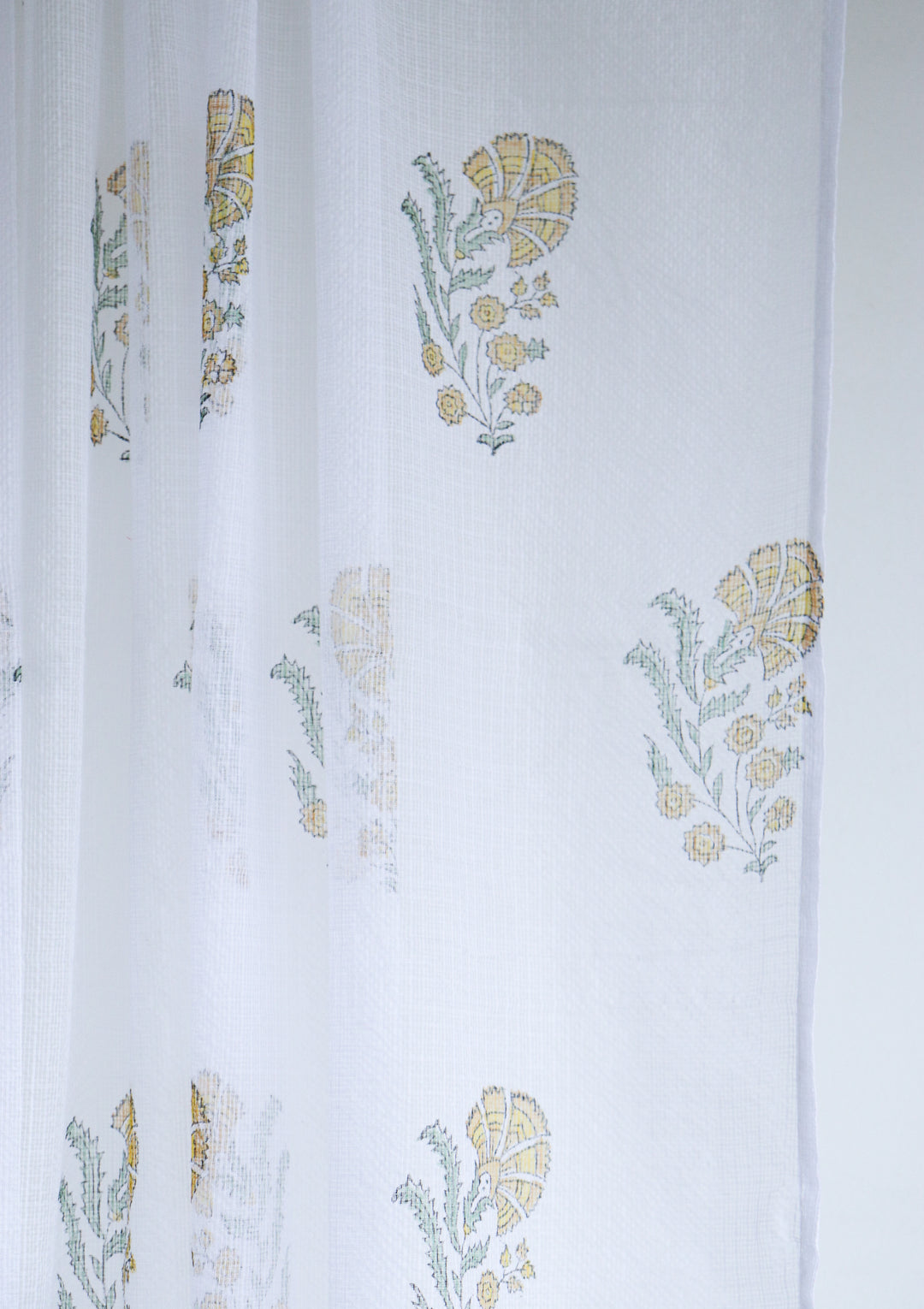 Yellow lily boota kota curtains - Sheer Kota cotton curtains