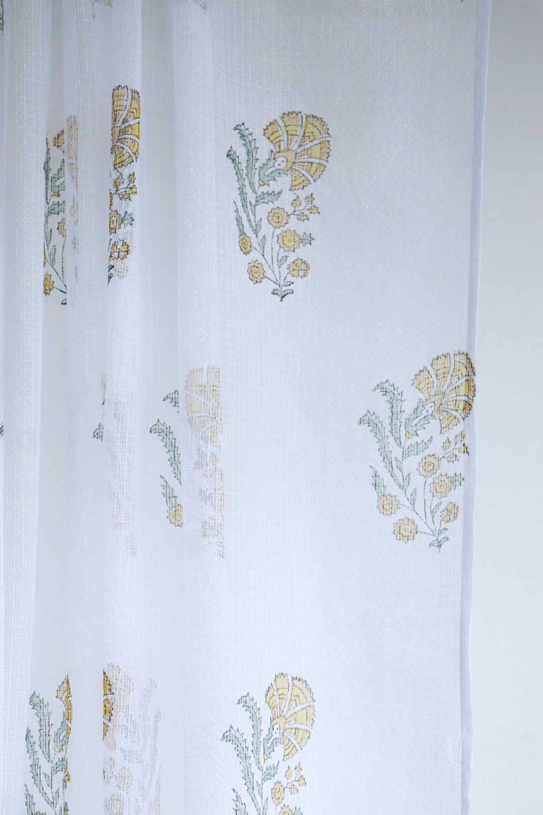 Yellow lily boota kota curtains - Sheer Kota cotton curtains