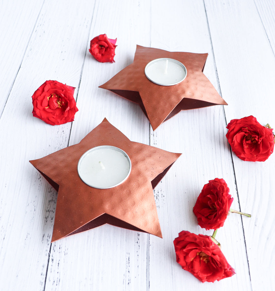 Star Set of 2 Tea light holders in a gift box - Eco friendly Diwali gifts