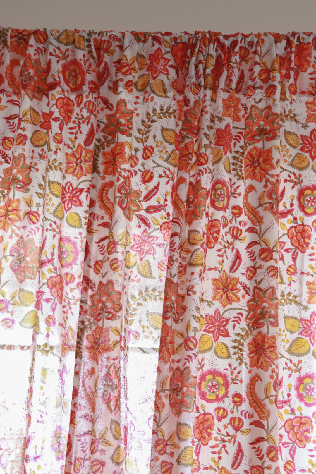 Orange blossom festive curtains - Sheer Mul curtains - Cotton voile curtains