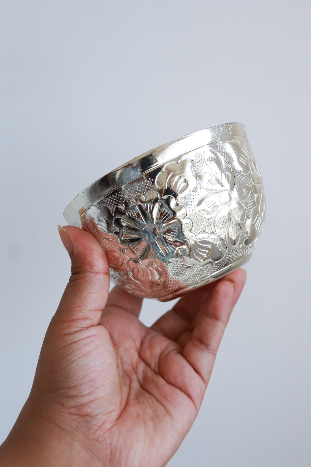 Silver Embossed Floral metal work scented candle in a gift box - Eco friendly Diwali gifts