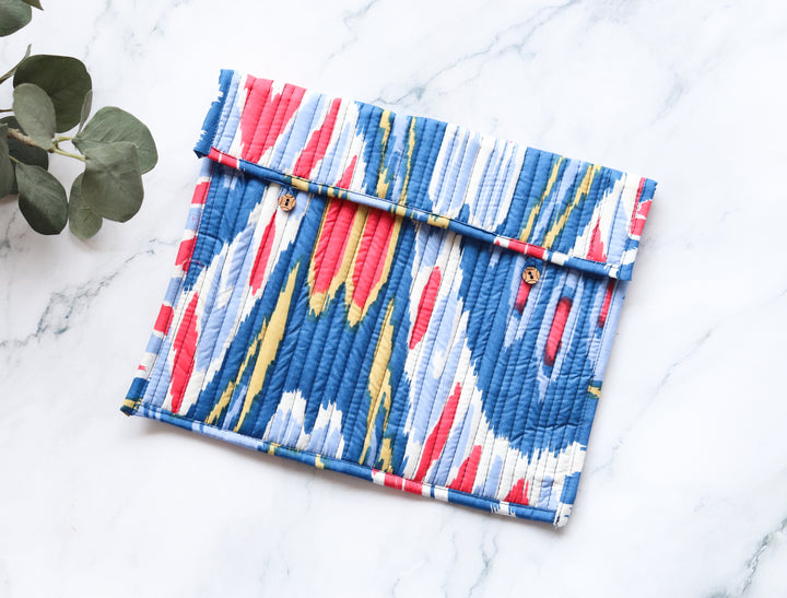 Block print iPad sleeves - Tablet sleeve cover - Blue