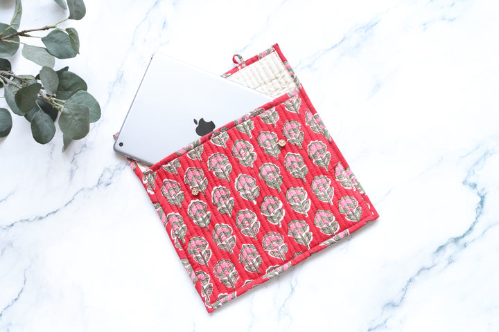 Block print iPad sleeves - Tablet sleeve cover - Red Booti