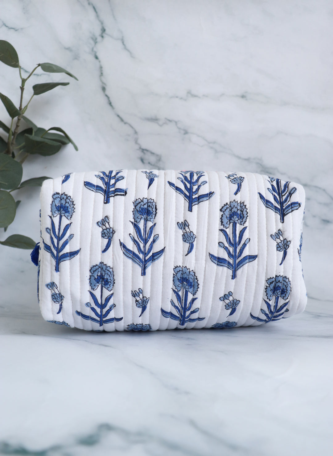 Personalized Large Makeup bags - Block print cosmetic bag - Custom toiletry pouch with name