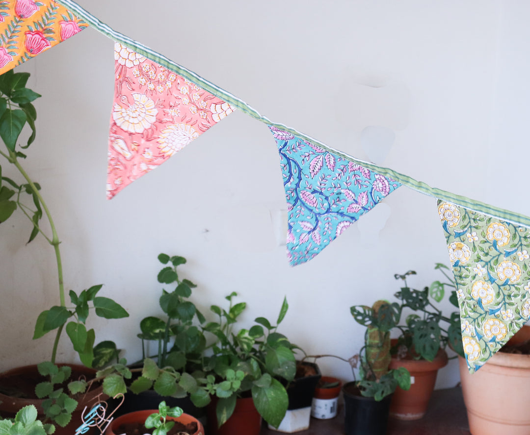 Colourful Fabric bunting - Garden decor - Toran - 100 inches