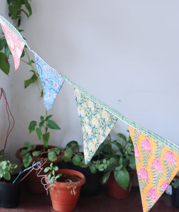 Colourful Fabric bunting - Garden decor - Toran - 100 inches