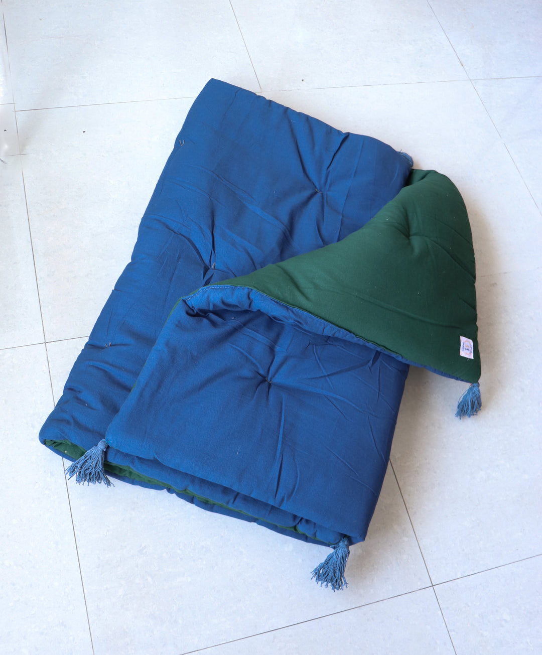 Reversible Floor mattress - Large floor cushion - 3 x 6 feet - Dark blue and Green