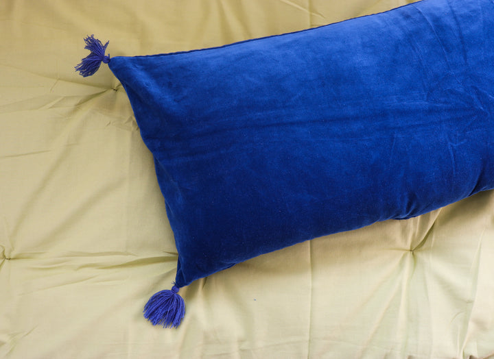 Extra Long lumbar velvet pillows - Navy Blue - 16 x 36 inches - Filler included