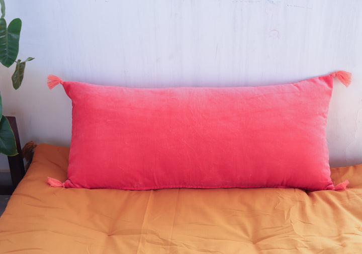 Extra Long lumbar velvet pillows - Hot Pink - 16 x 36 inches - Filler included