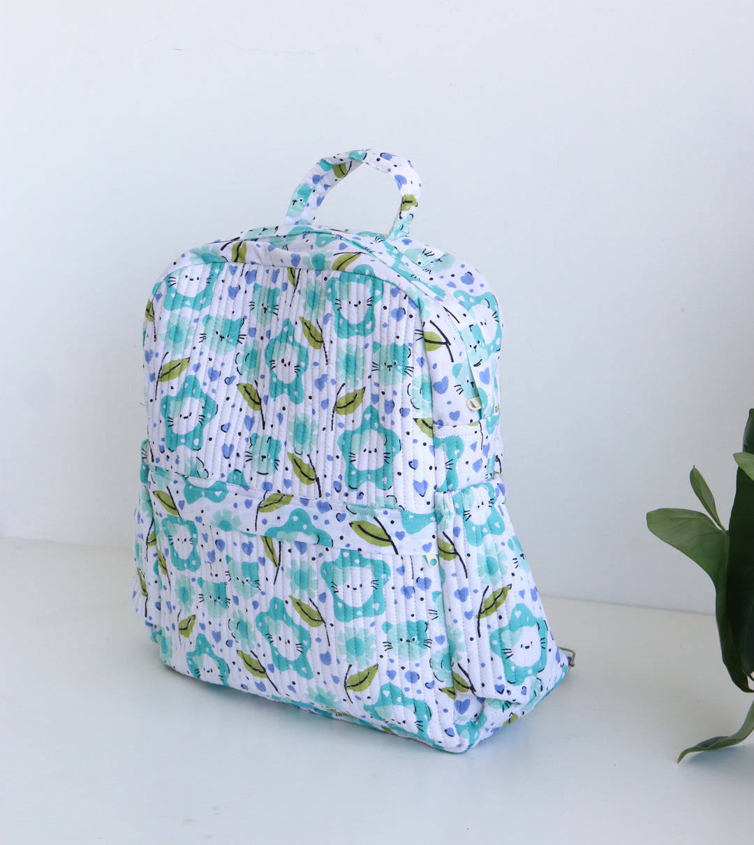 Kids Quilted block print back pack - Toddler back pack - Kitty Cats