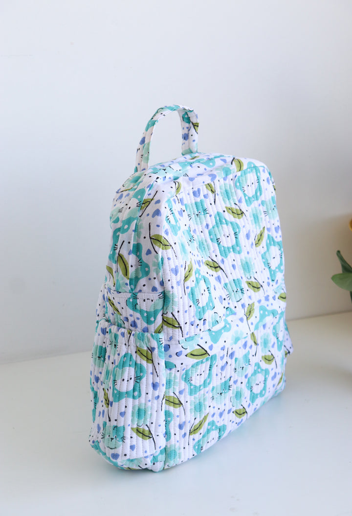 Kids Quilted block print back pack - Toddler back pack - Kitty Cats