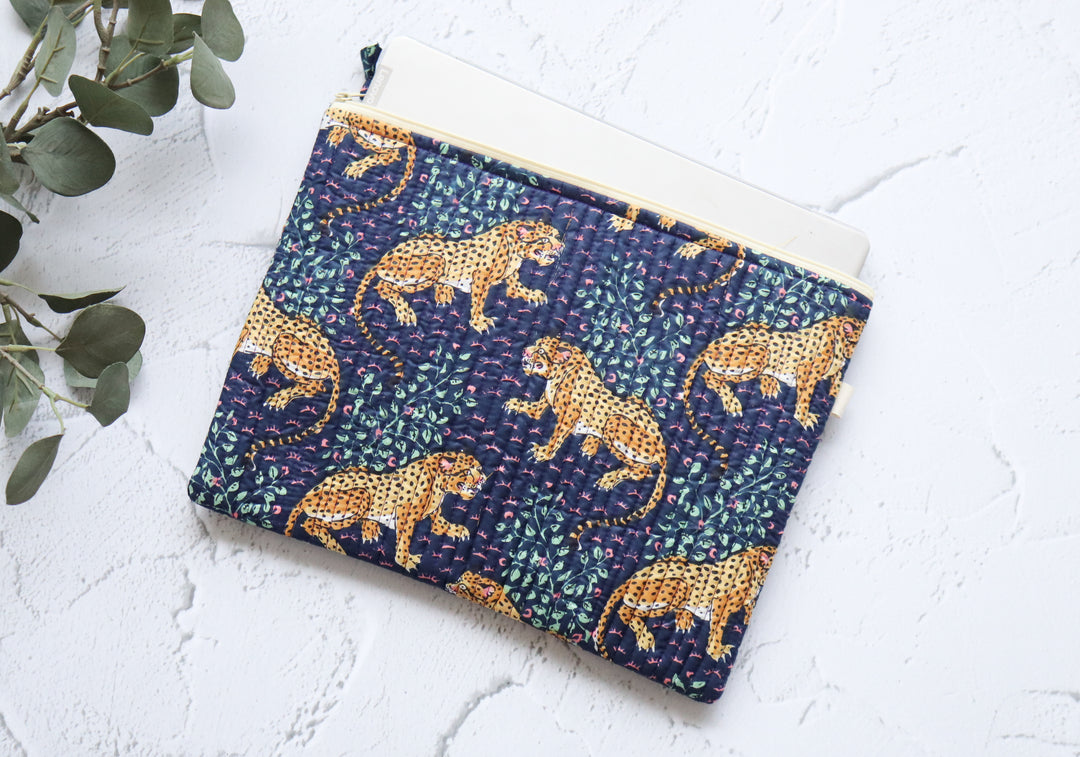 Dark blue Cheetah Safari print Laptop sleeves - Laptop cover - 13 inch, 14 inch & 15 inch