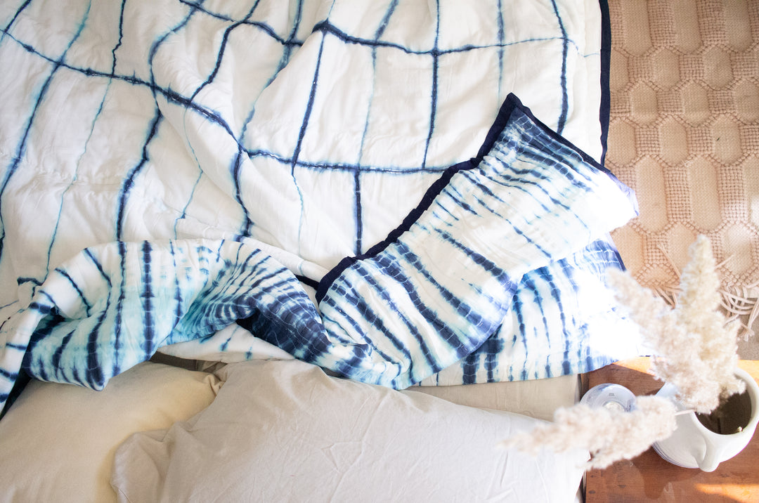 Shibori AC Quilt - Indigo shibori quilt