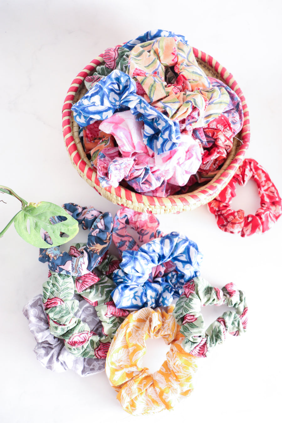 Block print scrunchies