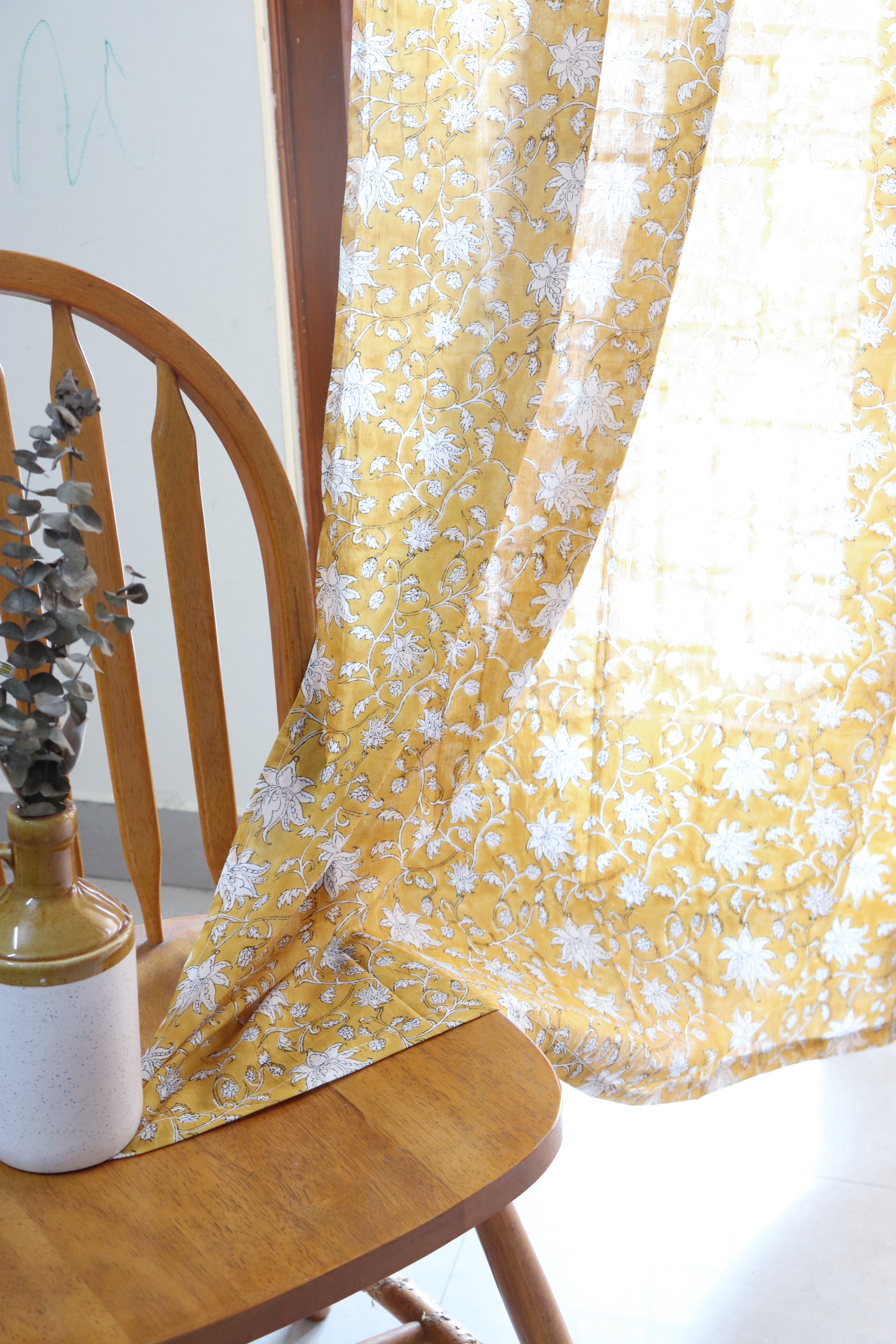 Yellow floral curtains - All over yellow sheer curtains – Kari by Kriti