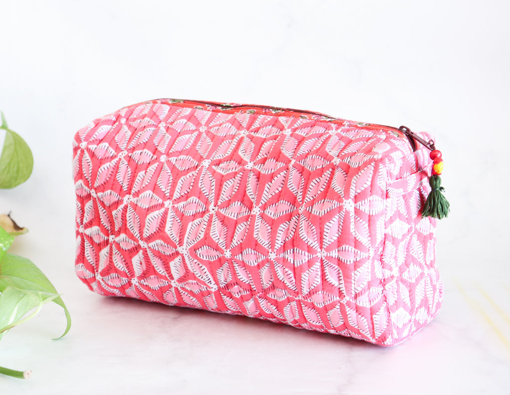 Ladies Make-up Bag/Zipped Pouch/Cosmetic Bag Bras Galore Fabric Homecrafted