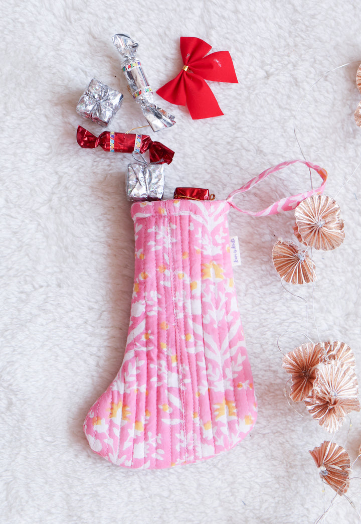 Mini Christmas stocking - Quilted Christmas Hanging Decoration - Christmas ornament - Marshmallow